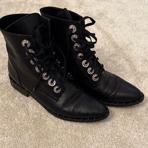 Freda Salvador Black Leather Lace-Up Boots